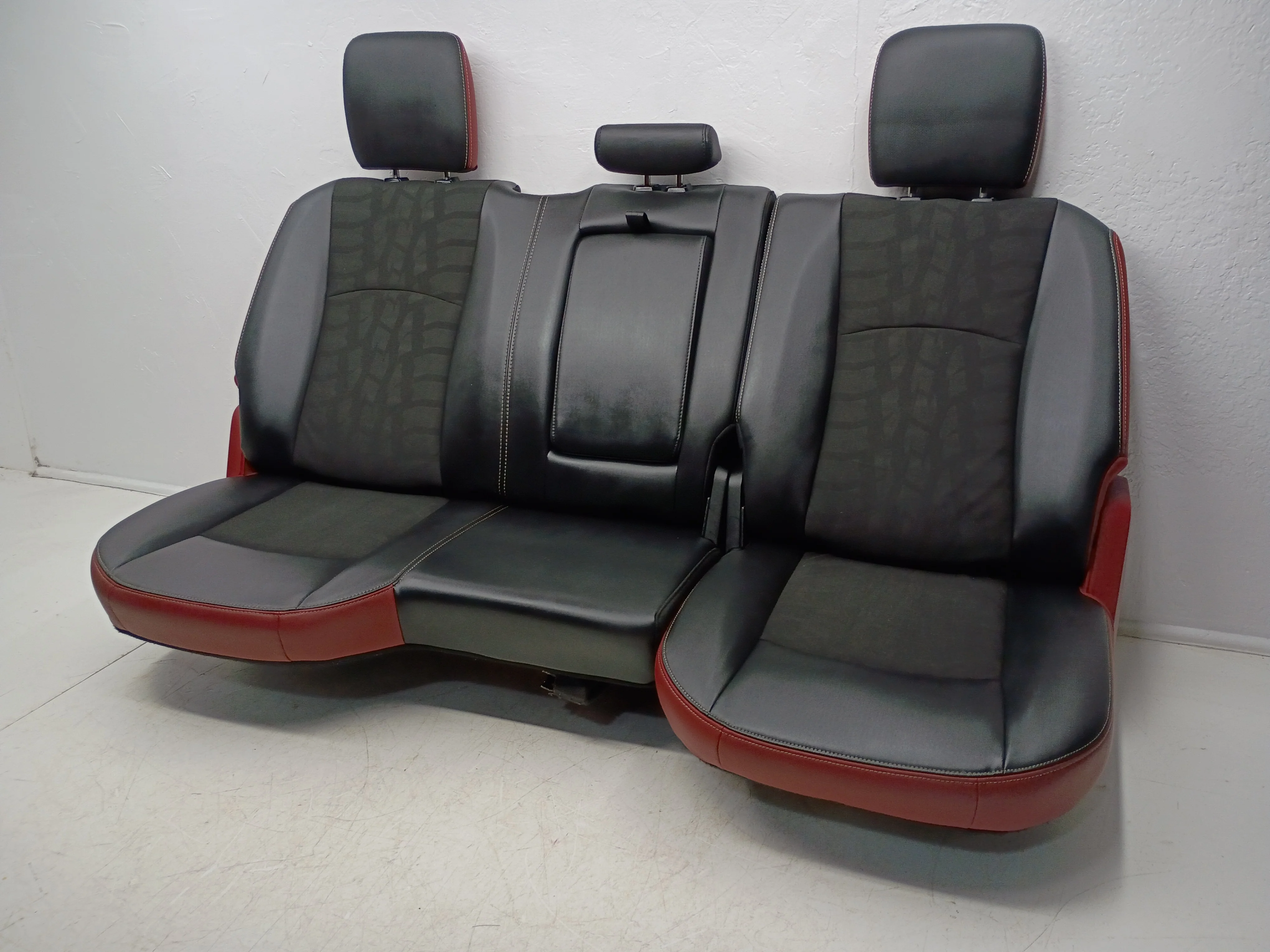2009 - 2018 Ram Rebel Rear Seats, Black/Red Leather, 4th Gen #3011r - Image 3