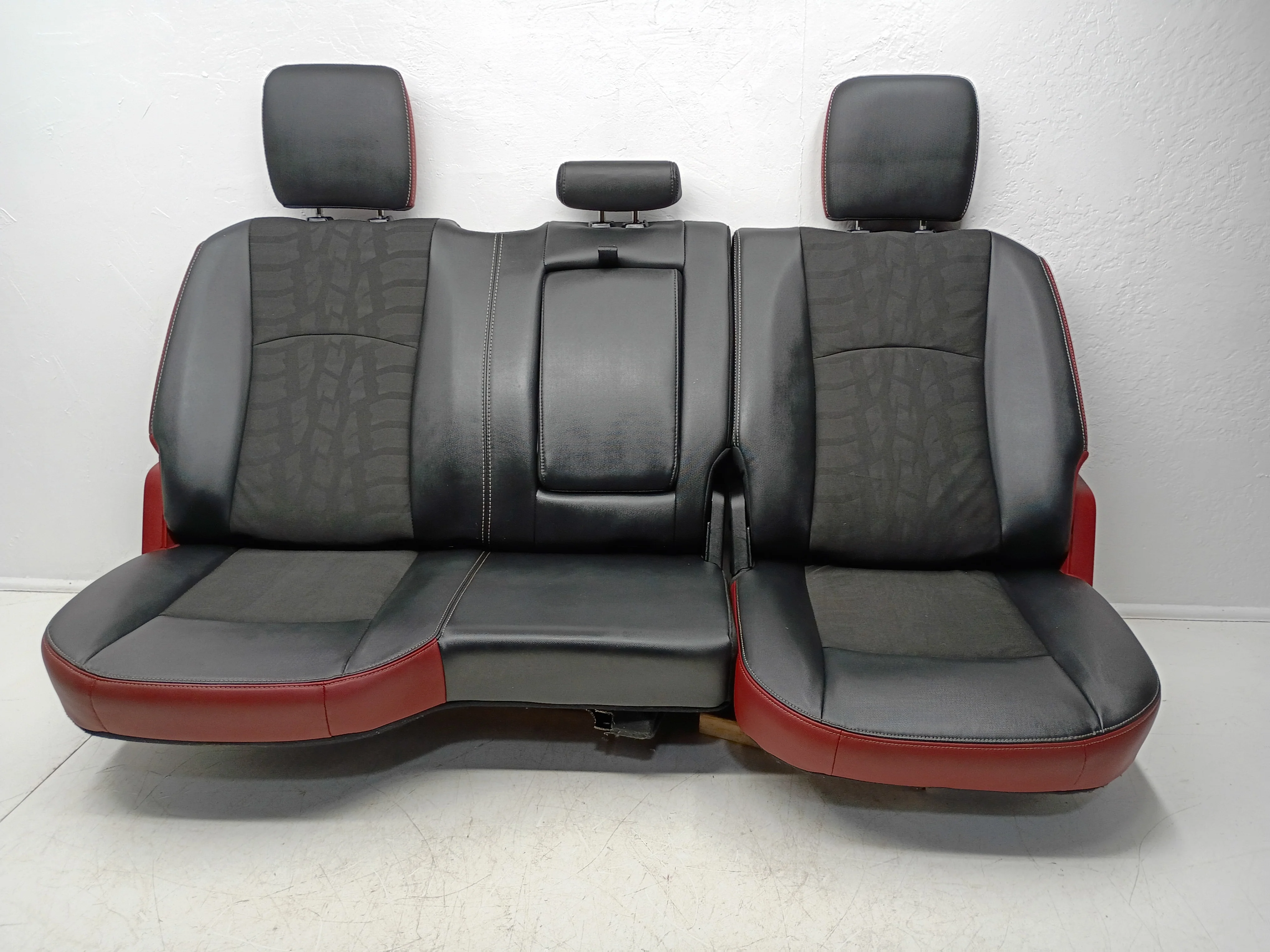 2009 - 2018 Ram Rebel Rear Seats, Black/Red Leather, 4th Gen #3011r - Image 4