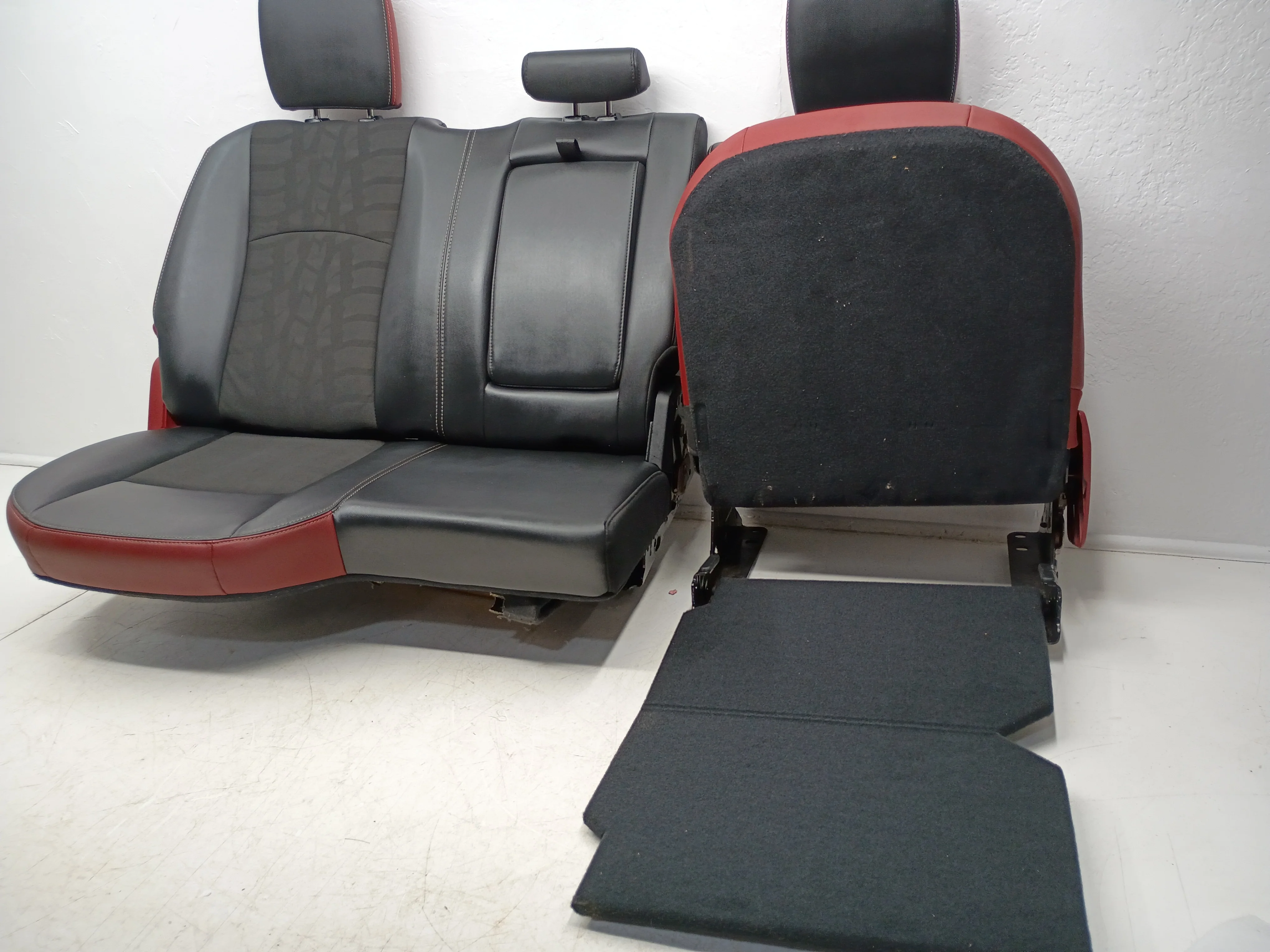 2009 - 2018 Ram Rebel Rear Seats, Black/Red Leather, 4th Gen #3011r - Image 5