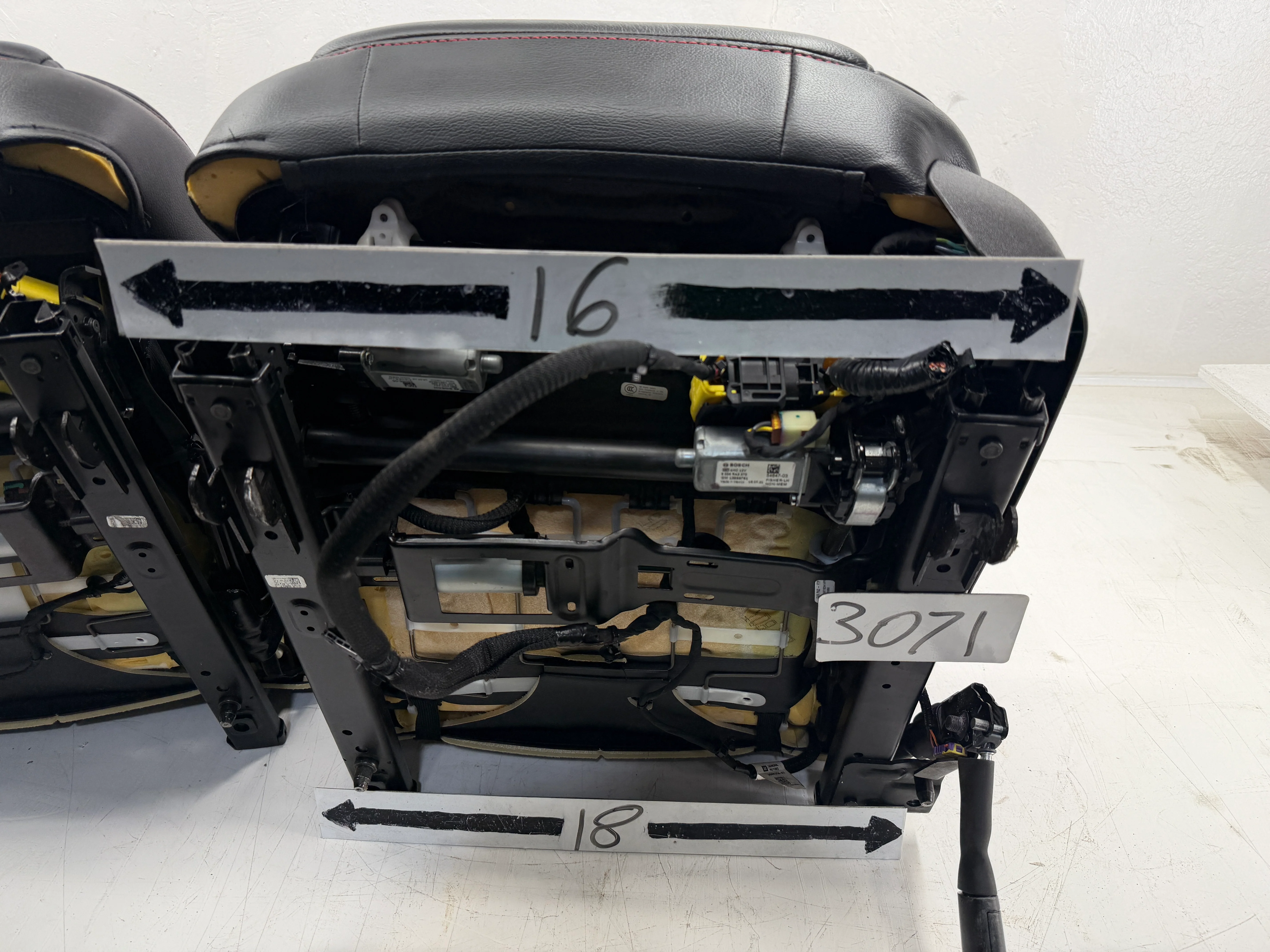 Camaro Seats 2016 - 2024, Katzkin Black and Red Leather Powered #3071 - Image 17