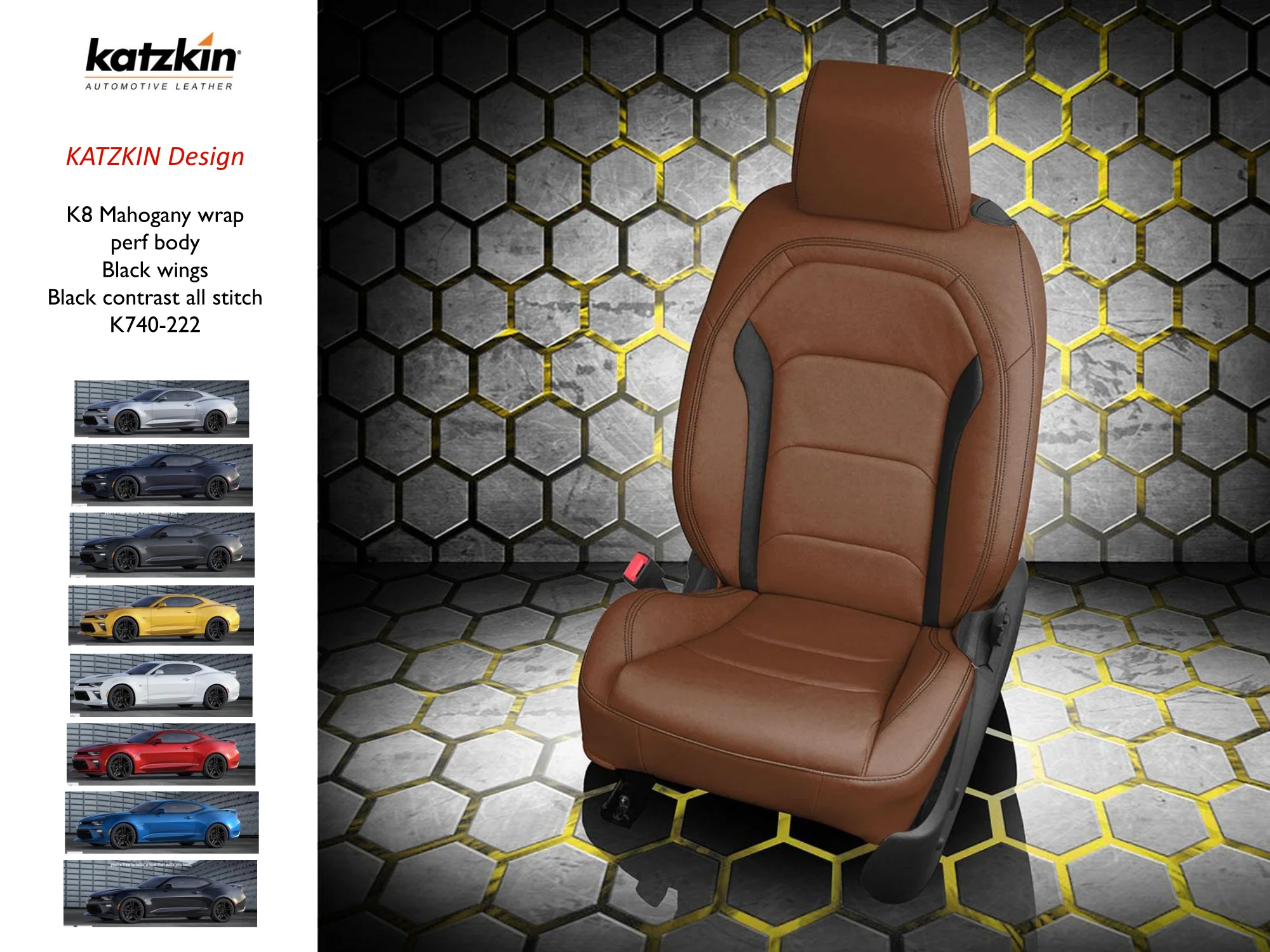 Custom Camaro Seats Chevy 6th Gen, Coupe or Convertible, 2016 - 2024 - Image 13