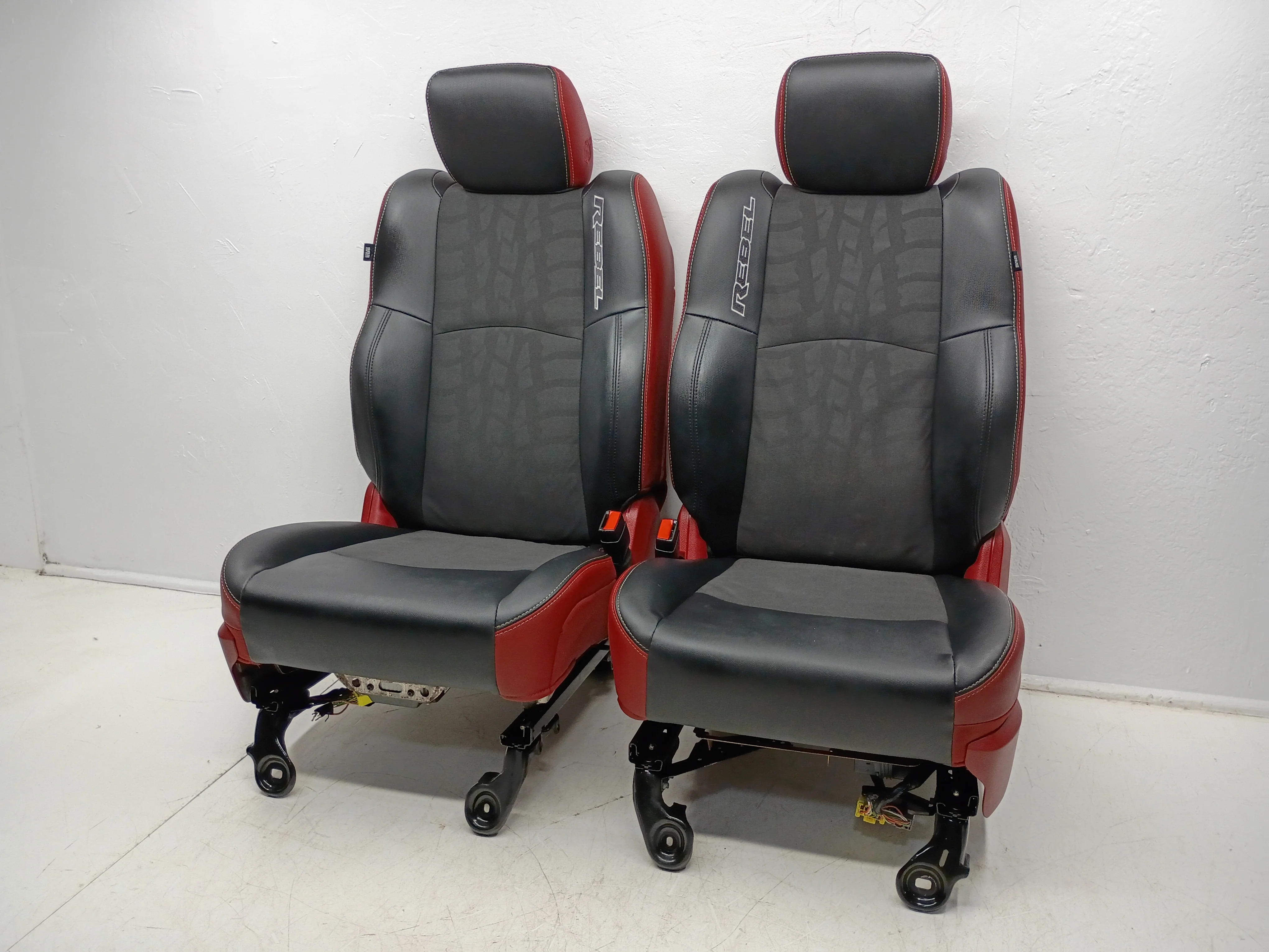 Ram Rebel 4th Gen Front Seats, 2009 - 2018 Black/Red Leather #3011 - Image 4
